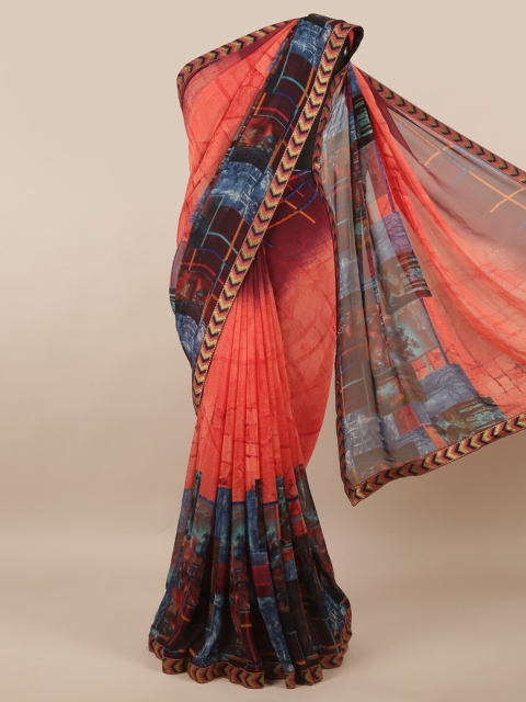 Pothys Pink & Blue Saree