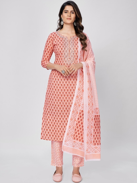 KALINI Women Orange Ethnic Motifs Printed Thread Work Pure Cotton Kurta with Trousers & With Dupatta
KALINI Women Orange Ethnic Motifs Printed Thread Work Pure Cotton Kurta with Trousers & With Dupatta