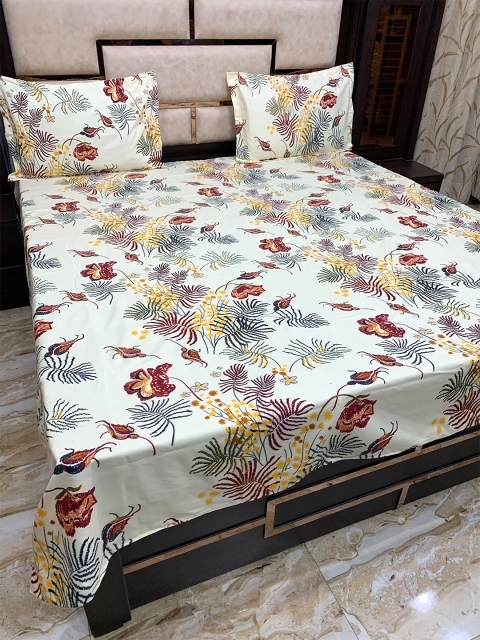 Pure Decor Cream-Coloured & Red Floral 300 TC Queen Bedsheet with 2 Pillow Covers
Pure Decor Cream-Coloured & Red Floral 300 TC Queen Bedsheet with 2 Pillow Covers