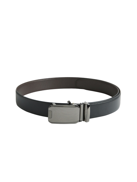 CRUSSET Men Black Solid Slim PU Belts