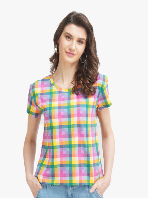 United Colors of Benetton Women Multicoloured Checked Regular Fit Cotton T-shirt, Multi
United Colors of Benetton Women Multicoloured Checked Regular Fit Cotton T-shirt, Multi