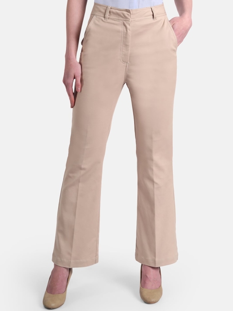 United Colors of Benetton Women Beige High-Rise Trousers
