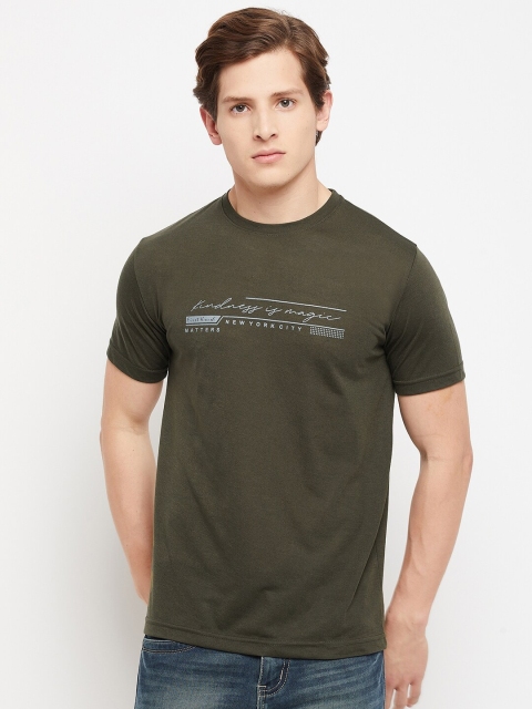 FirstKrush Men Olive Green Printed T-shirt