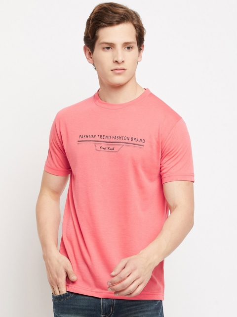 FirstKrush Men Peach Typography Printed Cotton T-shirt