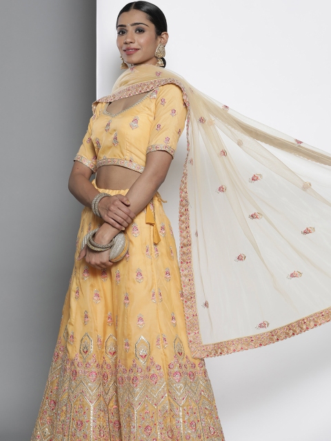 DRESSTIVE Yellow Embroidered Semi-Stitched Lehenga & Unstitched Blouse With Dupatta
DRESSTIVE Yellow Embroidered Semi-Stitched Lehenga & Unstitched Blouse With Dupatta