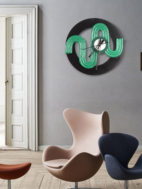 THE ARTMENT Green & Black Contemporary 30 cm Wall Clock