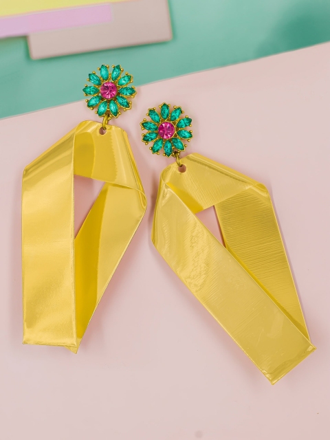 Bellofox Green & Yellow Contemporary Drop Earrings