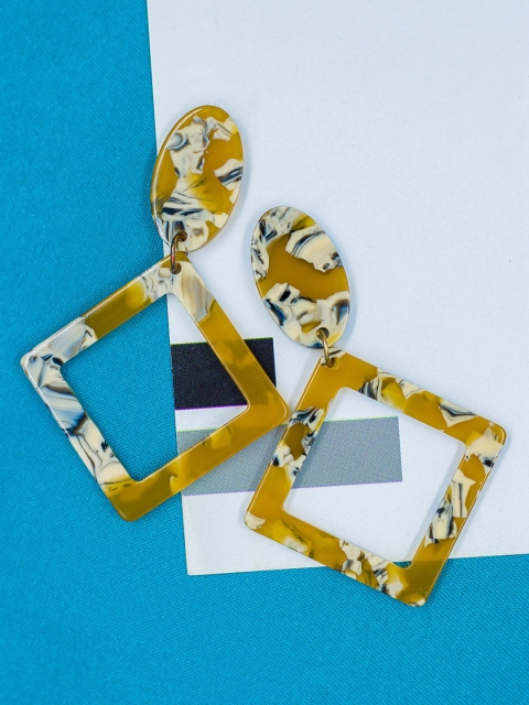 Bellofox Yellow Geometric Drop Earrings
