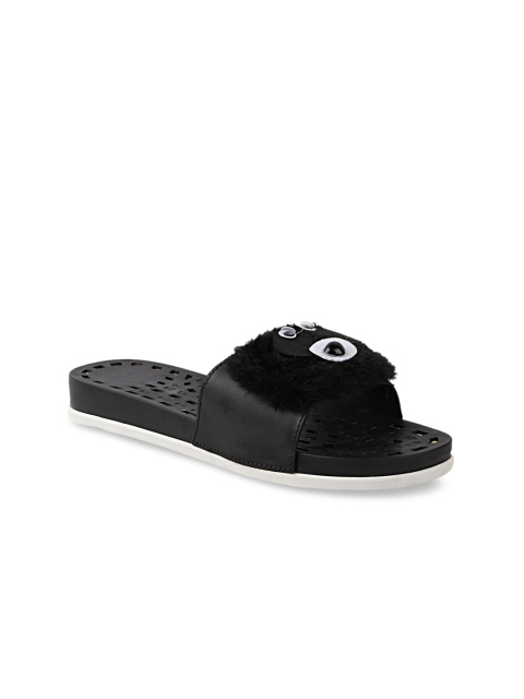 Try Me Women Black Open Toe Flats