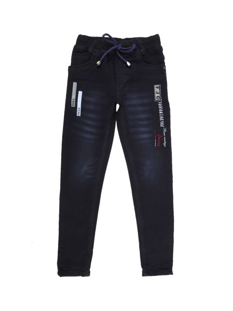 V-Mart Boys Navy Classic Light Fade Printed Jeans, Navy blue