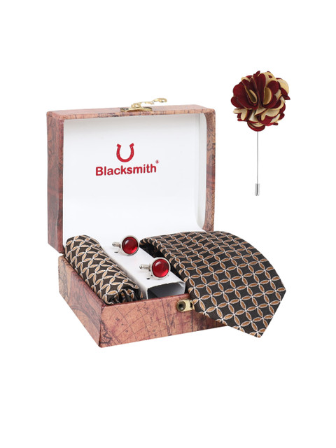 Blacksmith Men Brown Printed Tie Accessory Gift Set, Coffee brown
Blacksmith Men Brown Printed Tie Accessory Gift Set, Coffee brown