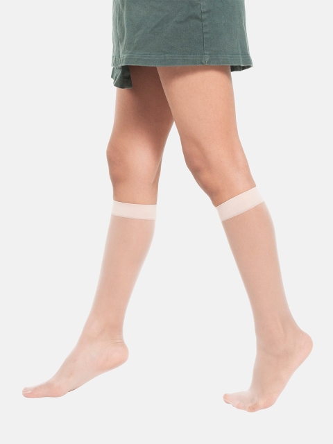 Theater Women Beige Calf Length Socks