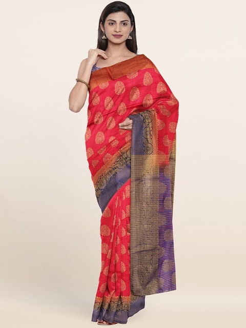 Pothys Pink & Blue Woven Design Zari Jute Silk Saree
