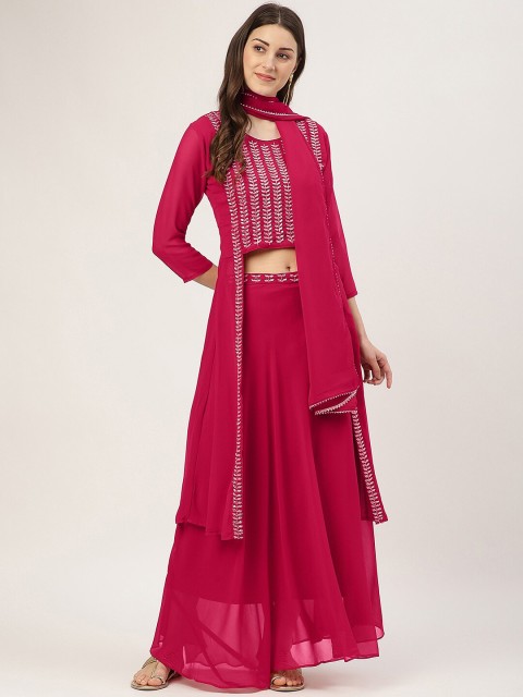 TRENDY DIVVA Women Pink Ethnic Motifs Embroidered Layered Sequinned Kurti with Skirt & With Dupatta
TRENDY DIVVA Women Pink Ethnic Motifs Embroidered Layered Sequinned Kurti with Skirt & With Dupatta