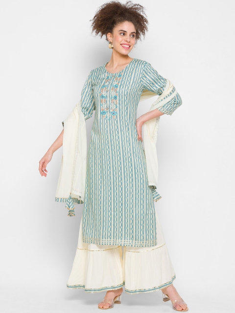 ZOLA Women Blue Kurta with Palazzos & With Dupatta