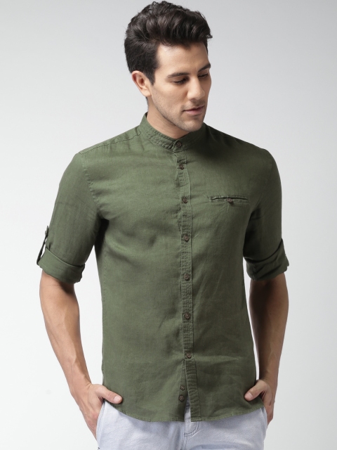 Celio Men Olive Green Solid Pure Linen Regular Fit Casual Sustainable Shirt
Celio Men Olive Green Solid Pure Linen Regular Fit Casual Sustainable Shirt