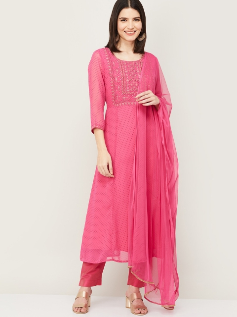 Melange by Lifestyle Women Pink Printed Layered Thread Work Kurta with Trousers & With Dupatta
Melange by Lifestyle Women Pink Printed Layered Thread Work Kurta with Trousers & With Dupatta