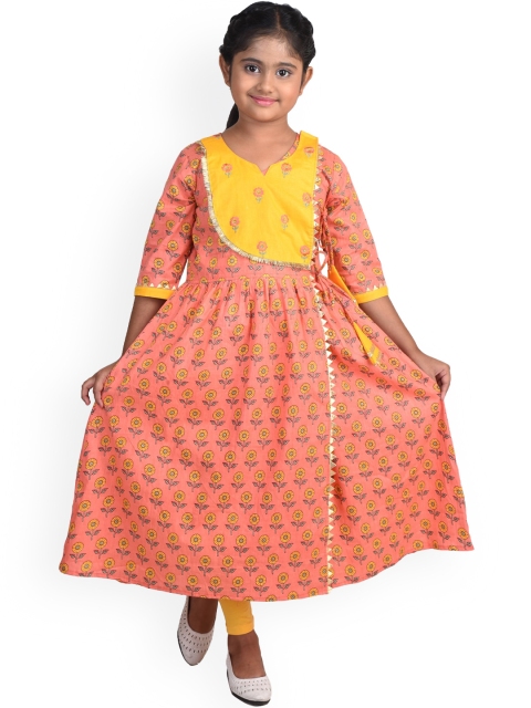 Kinder Kids Girls Peach-Coloured Floral Angrakha Gotta Patti Pure Cotton Kurta & Leggings
Kinder Kids Girls Peach-Coloured Floral Angrakha Gotta Patti Pure Cotton Kurta & Leggings