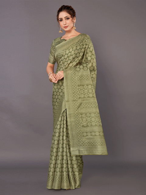 KALINI Green & White Silk Blend Saree
KALINI Green & White Silk Blend Saree