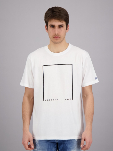 FREESOUL Men White & Black Typography Printed Pure Cotton T-shirt