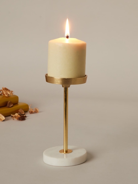 Home Centre Gold-Toned Solid Metal Candle Holder