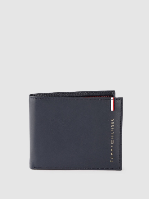 Tommy Hilfiger Men Navy Blue Leather Two Fold Wallet