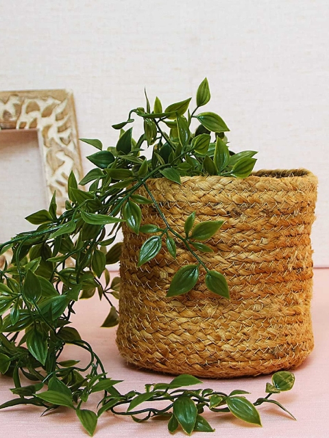 Leafy Tales Set Of 2 Solid Planters, Brown