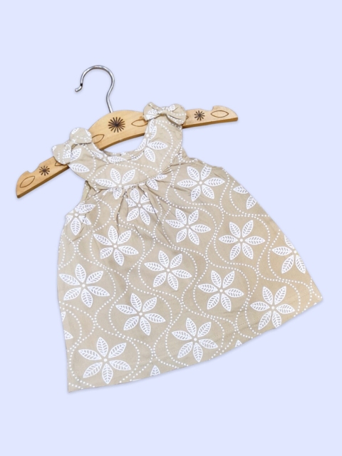 Born Babies Beige & White Floral Dress