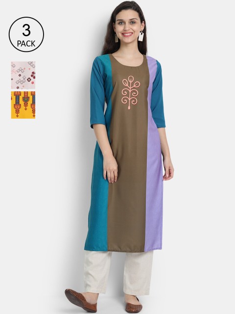 Ethnic basket Women Pack of 3 Multicoloured Ethnic Motifs Printed Crepe Kurta, Multi
Ethnic basket Women Pack of 3 Multicoloured Ethnic Motifs Printed Crepe Kurta, Multi