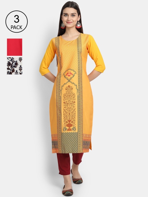 Ethnic basket Women Pack of 3 Multicoloured Ethnic Motifs Printed Crepe Kurta, Multi
Ethnic basket Women Pack of 3 Multicoloured Ethnic Motifs Printed Crepe Kurta, Multi