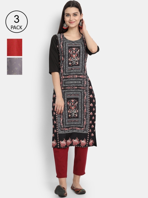 Ethnic basket Women Pack of 3 Multicoloured Ethnic Motifs Printed Crepe Kurta, Multi
Ethnic basket Women Pack of 3 Multicoloured Ethnic Motifs Printed Crepe Kurta, Multi