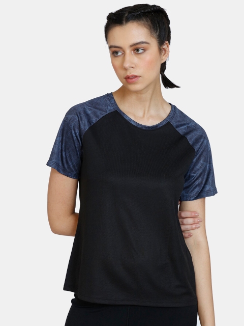 Zelocity by Zivame Women Black Colourblocked Drop-Shoulder Sleeves Training or Gym T-shirt
Zelocity by Zivame Women Black Colourblocked Drop-Shoulder Sleeves Training or Gym T-shirt