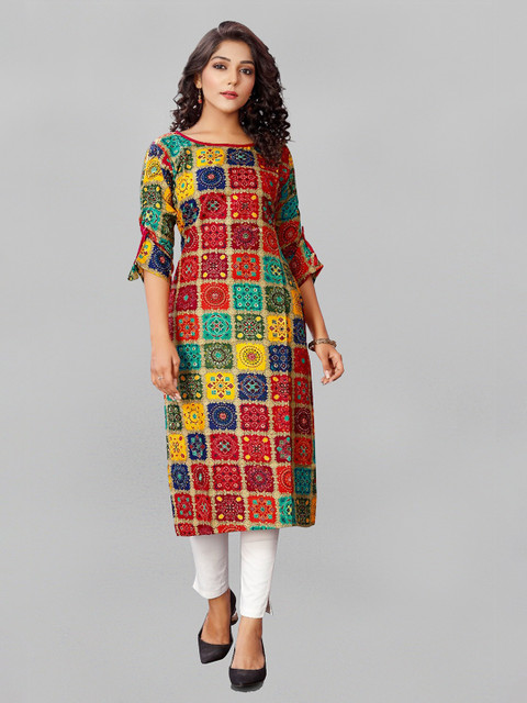 Fashion FRICKS Women Red & Mustard Yellow Cotton Checked Kurta 
Fashion FRICKS Women Red & Mustard Yellow Cotton Checked Kurta