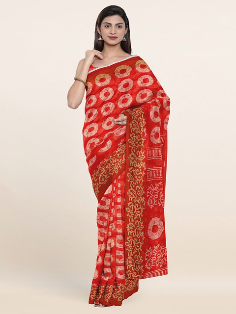 Pothys Red & White Cotton Blend Zari Saree 
Pothys Red & White Cotton Blend Zari Saree
