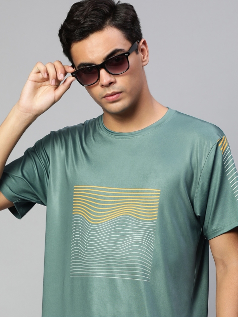 mezmoda Men Green Printed Dry-Fit T-shirt