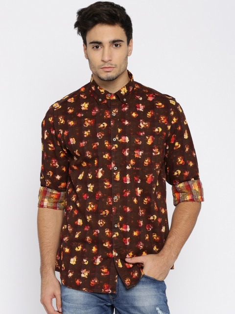 ColorPlus Men Brown Printed Casual Shirt
