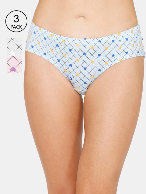 Coucou Women Pack Of 3 Assorted Pure Cotton Hipster Briefs