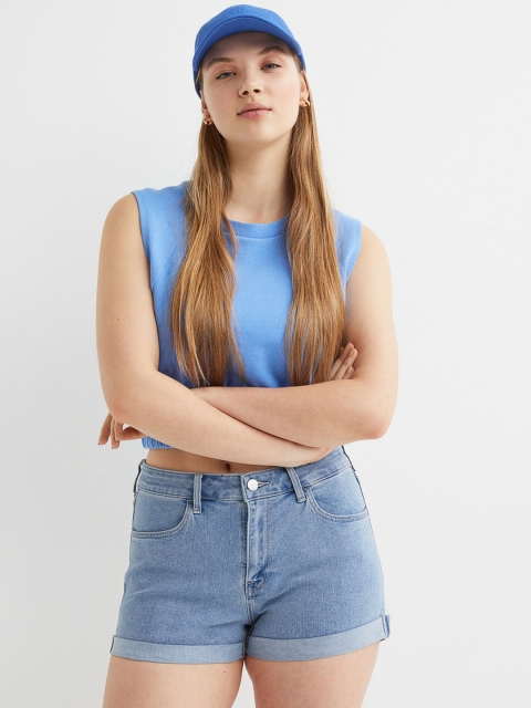 H&M Women Blue Denim Shorts
