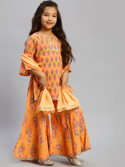 NISHAB Girls Orange Ethnic Motifs Printed Pure Cotton Kurti with Sharara & With Dupatta
NISHAB Girls Orange Ethnic Motifs Printed Pure Cotton Kurti with Sharara & With Dupatta