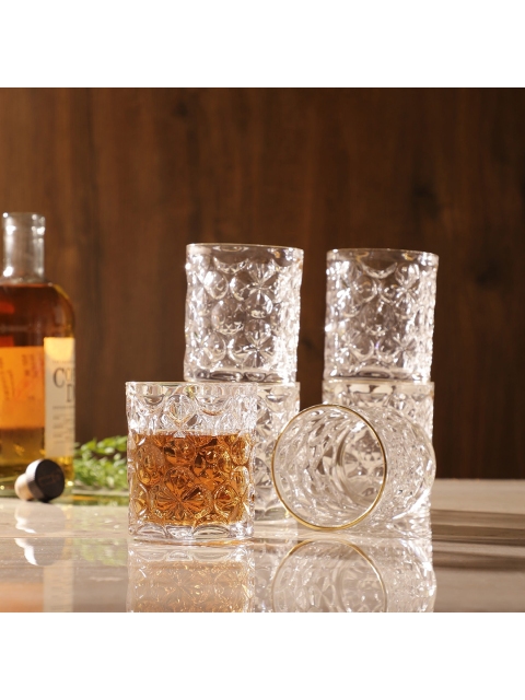 The Decor Mart Set Of 6 Transparent Textured Whiskey Glass