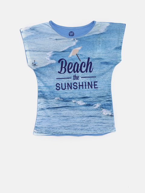 YK Girls Blue Printed Round Neck T-shirt
YK Girls Blue Printed Round Neck T-shirt