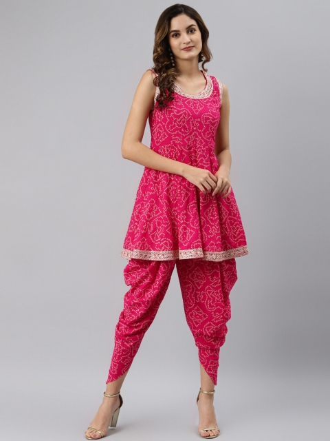 mokshi Women Pink & White Bandhani Printed Pleated Gotta Patti Kurti with Dhoti Pants
mokshi Women Pink & White Bandhani Printed Pleated Gotta Patti Kurti with Dhoti Pants