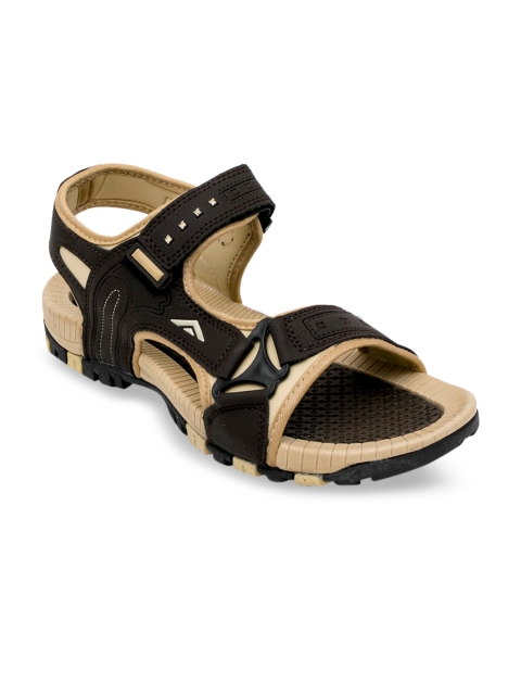 ASIAN Men Brown & Beige Solid Sports Sandals