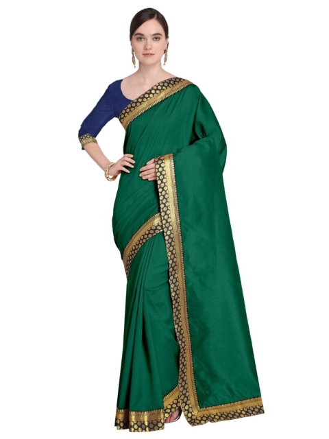 SAADHVI Green & Blue Art Silk Saree