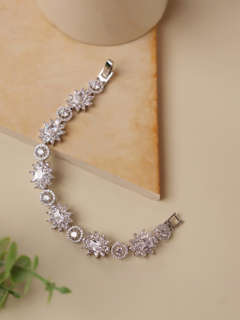 CURIO COTTAGE Women Silver-Toned & White Cubic Zirconia Rhodium-Plated Charm Bracelet
CURIO COTTAGE Women Silver-Toned & White Cubic Zirconia Rhodium-Plated Charm Bracelet