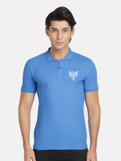 BLACK RADIO Men Blue Polo Collar Regular Fit Cotton T-shirt