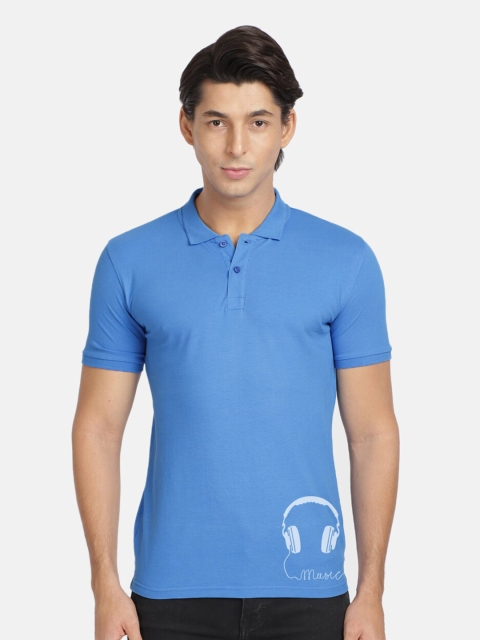 BLACK RADIO Men Blue Polo Collar T-shirt