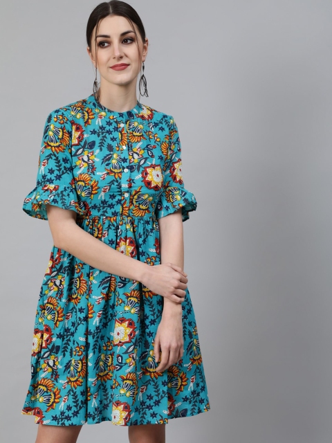 Awadhi Blue Floral Dress