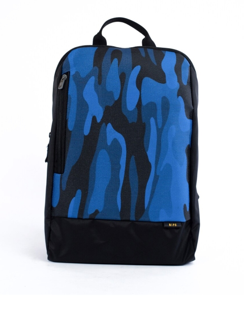 QIPS Unisex Blue & Black Camouflage Backpack