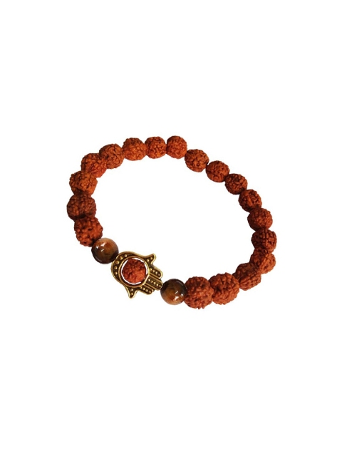 RICH AND FAMOUS Men Brown Brass Agate Bracelet